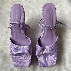 DK X Public Desire Lavender Marble Square-Toe Heels